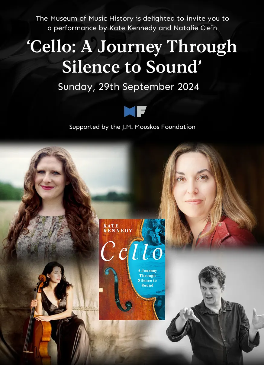 Invitation to the September 2024 Cello book celebration with Dr Kate Kennedy and Natalie Clein