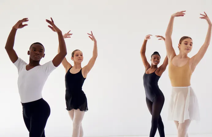 Ballet dancers rehearsing together