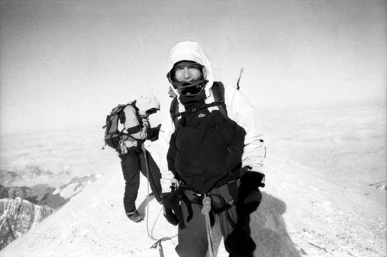 John Michael Mouskos on the summit of Mont Blanc